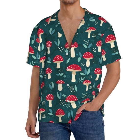 Kdxio Men'S Hawaiian Shirt For Men Short Sleeve Shirt Amanita Mushroom Summer Casual Holiday Beach Button Down T-Shirts