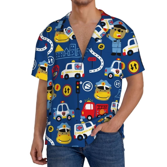 Kdxio Men'S Hawaiian Shirt For Men Short Sleeve Shirt Animals Rescue Team Summer Casual Holiday Beach Button Down T-Shirts