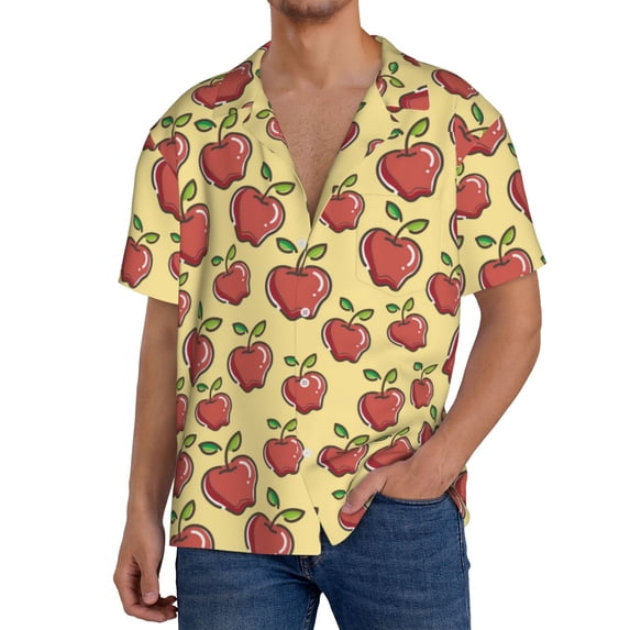 Kdxio Men'S Hawaiian Shirt For Men Short Sleeve Shirt Apple Summer Casual Holiday Beach Button Down T-Shirts