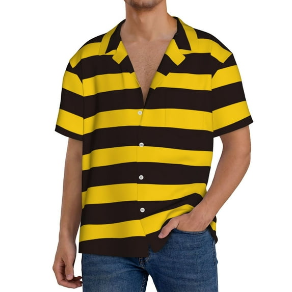 Kdxio Men'S Hawaiian Shirt For Men Short Sleeve Shirt Bee Stripe Summer Casual Holiday Beach Button Down T-Shirts