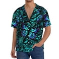 thumbnail image 1 of Kdxio Men'S Hawaiian Shirt For Men Short Sleeve Shirt Blue Floral With Butterflies Summer Casual Holiday Beach Button Down T-Shirts, 1 of 5