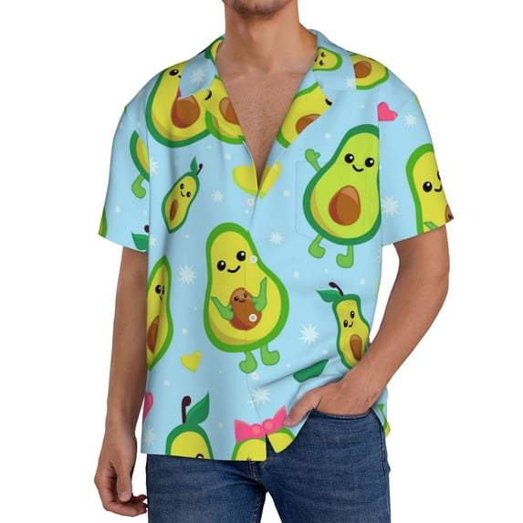 Kdxio Men'S Hawaiian Shirt For Men Short Sleeve Shirt Cartoon Avocado Summer Casual Holiday Beach Button Down T-Shirts