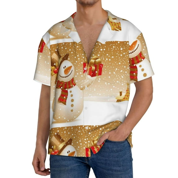 Kdxio Men'S Hawaiian Shirt For Men Short Sleeve Shirt Christmas Snowman Gift Summer Casual Holiday Beach Button Down T-Shirts