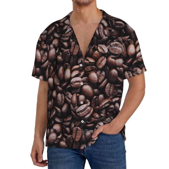 Kdxio Men'S Hawaiian Shirt For Men Short Sleeve Shirt Coffee Bean Summer Casual Holiday Beach Button Down T-Shirts