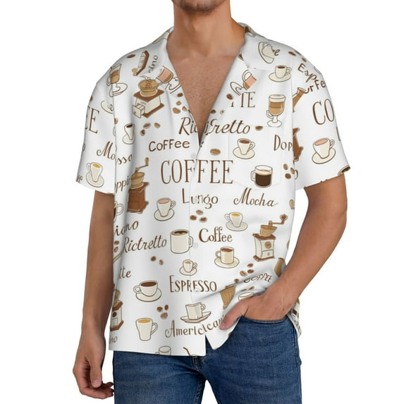 Kdxio Men'S Hawaiian Shirt For Men Short Sleeve Shirt Coffee Summer Casual Holiday Beach Button Down T-Shirts