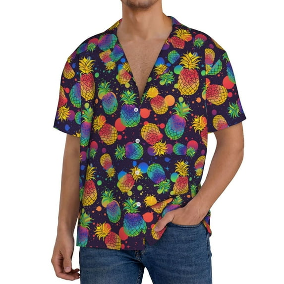Kdxio Men'S Hawaiian Shirt For Men Short Sleeve Shirt Colorful Pineapples1 Summer Casual Holiday Beach Button Down T-Shirts