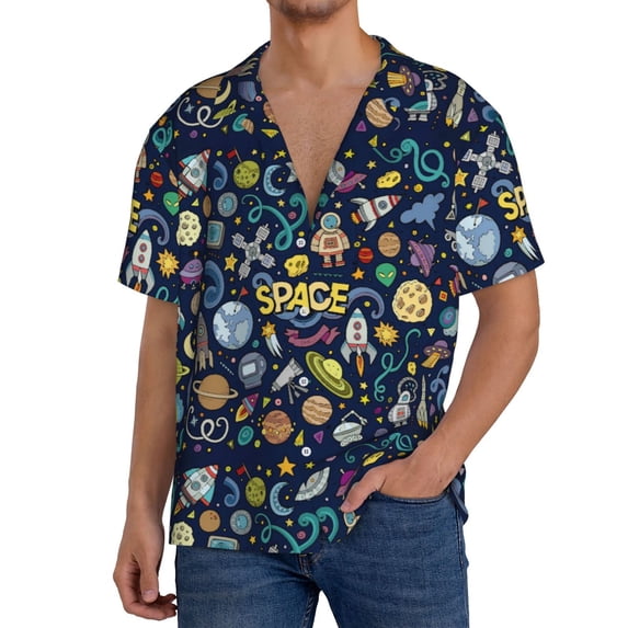 Kdxio Men'S Hawaiian Shirt For Men Short Sleeve Shirt Colorful Space Summer Casual Holiday Beach Button Down T-Shirts