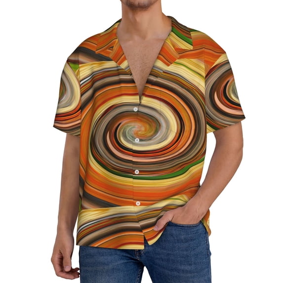 Kdxio Men'S Hawaiian Shirt For Men Short Sleeve Shirt Colorful Swirl Summer Casual Holiday Beach Button Down T-Shirts