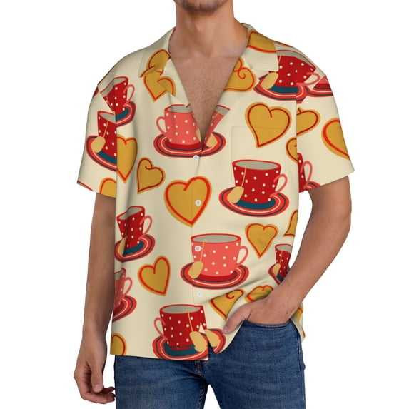 Kdxio Men'S Hawaiian Shirt For Men Short Sleeve Shirt Cups Of Tea Summer Casual Holiday Beach Button Down T-Shirts
