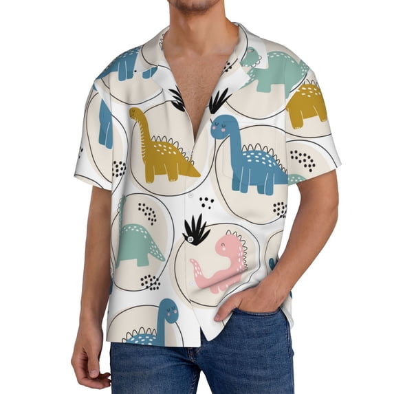 Kdxio Men'S Hawaiian Shirt For Men Short Sleeve Shirt Cute Dinosaurs Summer Casual Holiday Beach Button Down T-Shirts