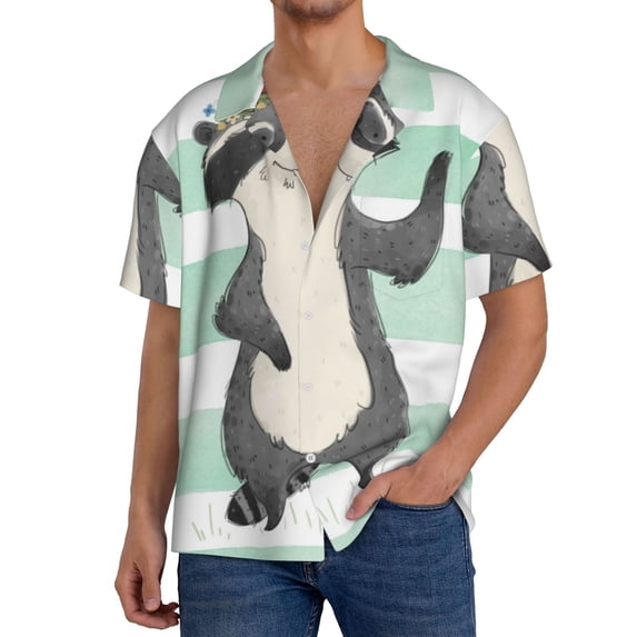 Kdxio Men'S Hawaiian Shirt For Men Short Sleeve Shirt Cute Raccoon Summer Casual Holiday Beach Button Down T-Shirts