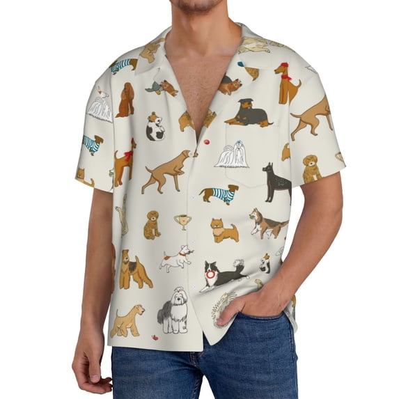 Kdxio Men'S Hawaiian Shirt For Men Short Sleeve Shirt Dogs Funny Pets Summer Casual Holiday Beach Button Down T-Shirts