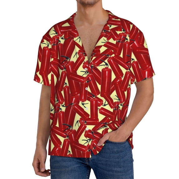 Kdxio Men'S Hawaiian Shirt For Men Short Sleeve Shirt Fire Extinguisher Summer Casual Holiday Beach Button Down T-Shirts
