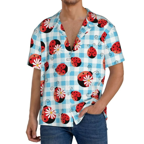 Kdxio Men'S Hawaiian Shirt For Men Short Sleeve Shirt Flowers And Lady Bugs Summer Casual Holiday Beach Button Down T-Shirts