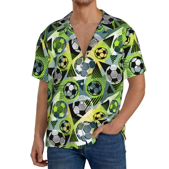 Kdxio Men'S Hawaiian Shirt For Men Short Sleeve Shirt Football Doodle Summer Casual Holiday Beach Button Down T-Shirts