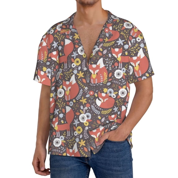 Kdxio Men'S Hawaiian Shirt For Men Short Sleeve Shirt Foxes Summer Casual Holiday Beach Button Down T-Shirts