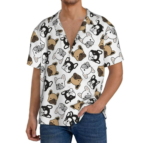 Kdxio Men'S Hawaiian Shirt For Men Short Sleeve Shirt French Bulldog3 Summer Casual Holiday Beach Button Down T-Shirts