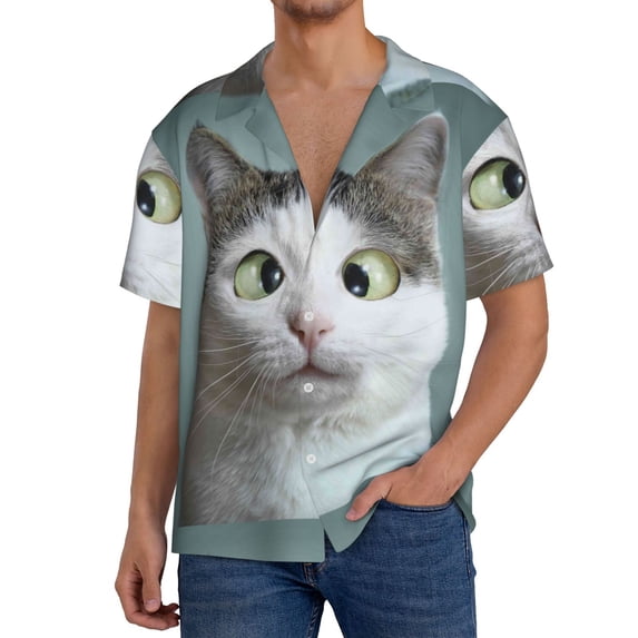 Kdxio Men'S Hawaiian Shirt For Men Short Sleeve Shirt Funny Cat Summer Casual Holiday Beach Button Down T-Shirts