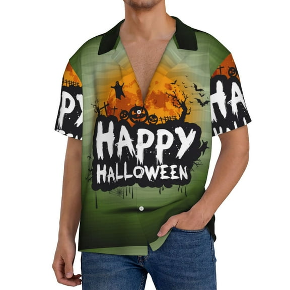 Kdxio Men'S Hawaiian Shirt For Men Short Sleeve Shirt Halloween Night Summer Casual Holiday Beach Button Down T-Shirts