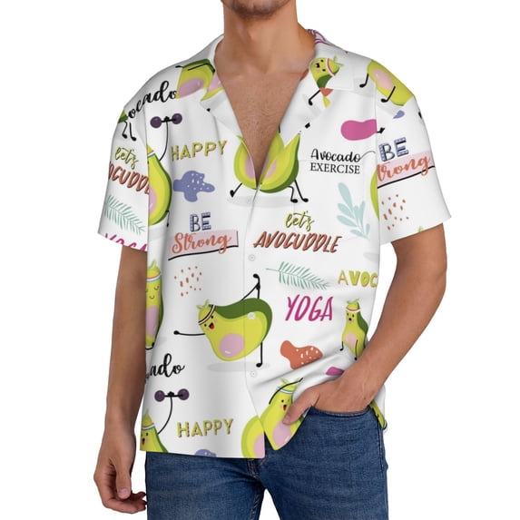 Kdxio Men'S Hawaiian Shirt For Men Short Sleeve Shirt Happy Avocado Summer Casual Holiday Beach Button Down T-Shirts