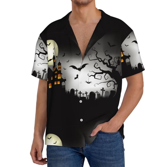 Kdxio Men'S Hawaiian Shirt For Men Short Sleeve Shirt Happy Halloween 1 Summer Casual Holiday Beach Button Down T-Shirts
