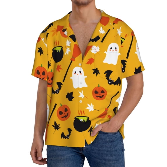 Kdxio Men'S Hawaiian Shirt For Men Short Sleeve Shirt Happy Halloween 3 Summer Casual Holiday Beach Button Down T-Shirts
