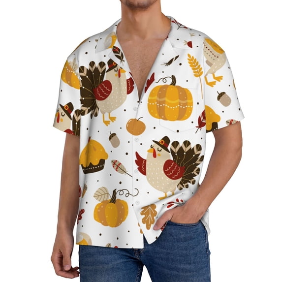 Kdxio Men'S Hawaiian Shirt For Men Short Sleeve Shirt Happy Thanksgiving Summer Casual Holiday Beach Button Down T-Shirts