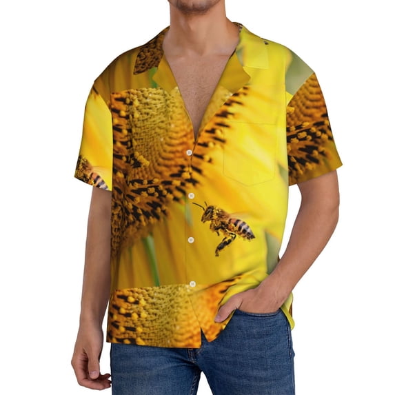 Kdxio Men'S Hawaiian Shirt For Men Short Sleeve Shirt Honey Bee Summer Casual Holiday Beach Button Down T-Shirts