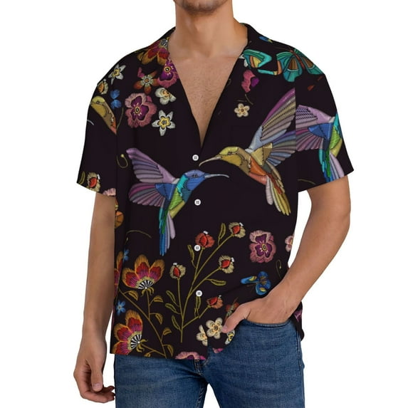Kdxio Men'S Hawaiian Shirt For Men Short Sleeve Shirt Humming Bird Summer Casual Holiday Beach Button Down T-Shirts