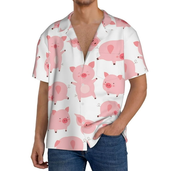 Kdxio Men'S Hawaiian Shirt For Men Short Sleeve Shirt Kawaii Pigs Summer Casual Holiday Beach Button Down T-Shirts