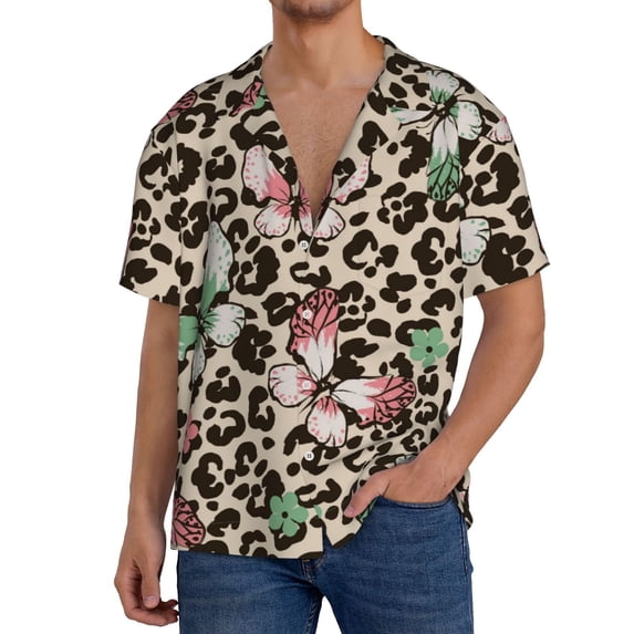 Kdxio Men'S Hawaiian Shirt For Men Short Sleeve Shirt Leopard Dots Summer Casual Holiday Beach Button Down T-Shirts