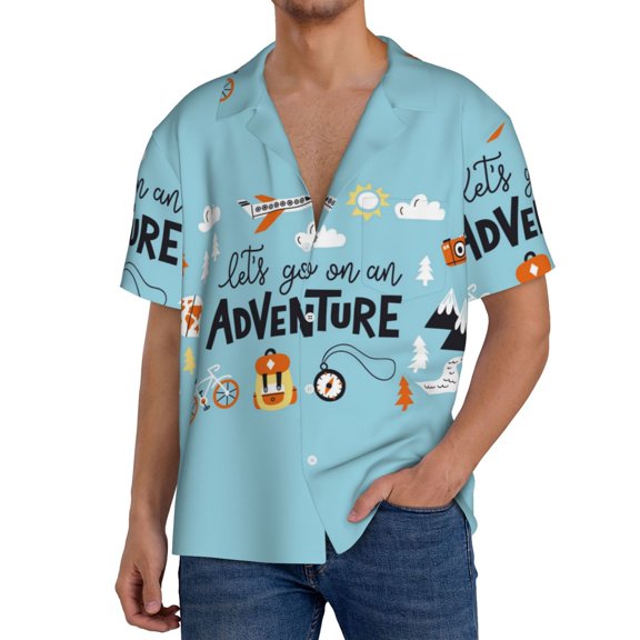 Kdxio Men'S Hawaiian Shirt For Men Short Sleeve Shirt Let'S Go On An Adventure Summer Casual Holiday Beach Button Down T-Shirts