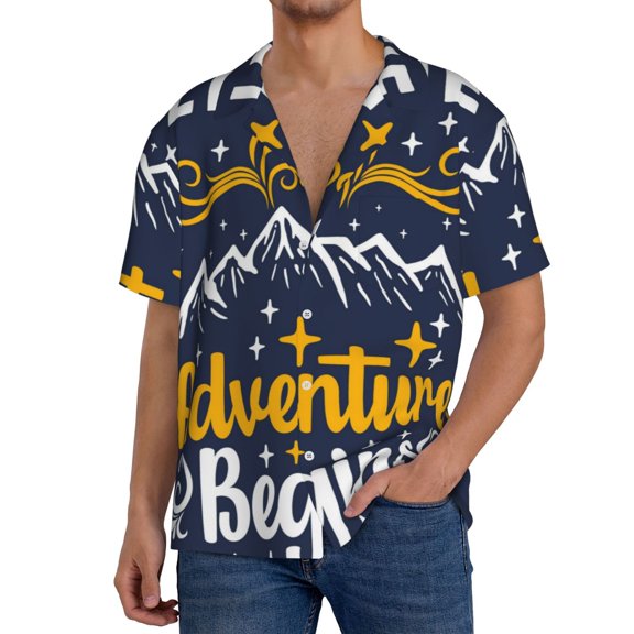 Kdxio Men'S Hawaiian Shirt For Men Short Sleeve Shirt Let The Adventure Begins Summer Casual Holiday Beach Button Down T-Shirts