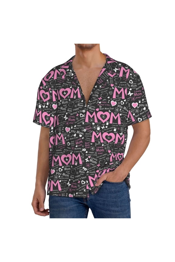Men'S Hawaiian Shirt For Men Short Sleeve Shirt Lovely Mom Ever Summer Casual Holiday Beach Button Down T-Shirts