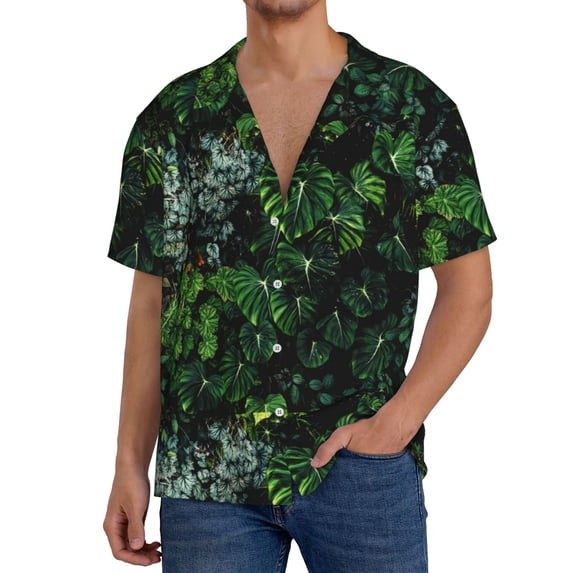 Kdxio Men'S Hawaiian Shirt For Men Short Sleeve Shirt Lush Foliage Green Plant Summer Casual Holiday Beach Button Down T-Shirts