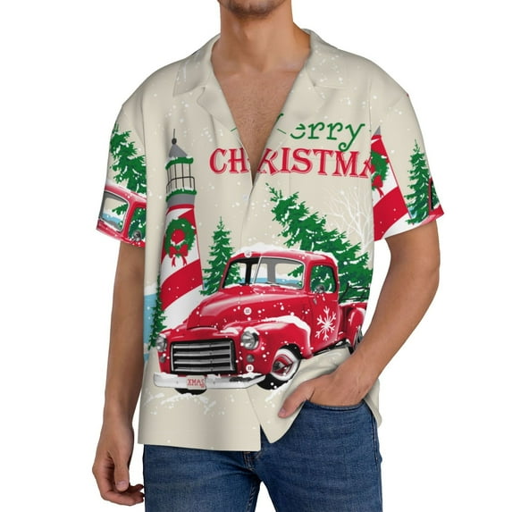 Kdxio Men'S Hawaiian Shirt For Men Short Sleeve Shirt Merry Christmas 1 Summer Casual Holiday Beach Button Down T-Shirts