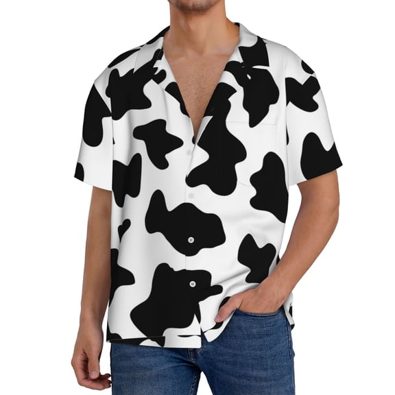 Kdxio Men'S Hawaiian Shirt For Men Short Sleeve Shirt Milk Cow Print Summer Casual Holiday Beach Button Down T-Shirts