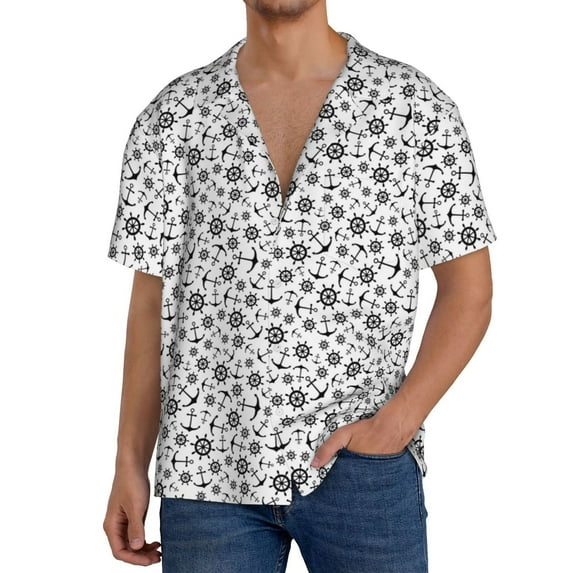 Kdxio Men'S Hawaiian Shirt For Men Short Sleeve Shirt Nautical Themed Simple Anchors Summer Casual Holiday Beach Button Down T-Shirts