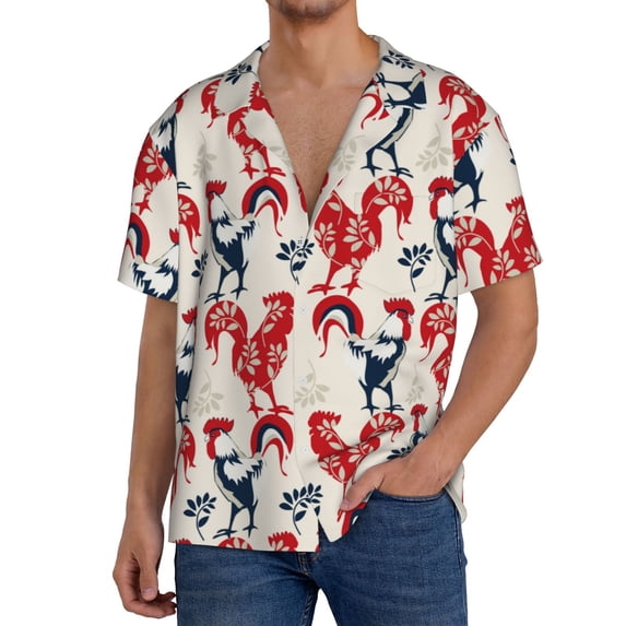 Kdxio Men'S Hawaiian Shirt For Men Short Sleeve Shirt Roosters Summer Casual Holiday Beach Button Down T-Shirts