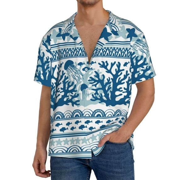 Kdxio Men'S Hawaiian Shirt For Men Short Sleeve Shirt Sea Underwater Jellyfish Summer Casual Holiday Beach Button Down T-Shirts