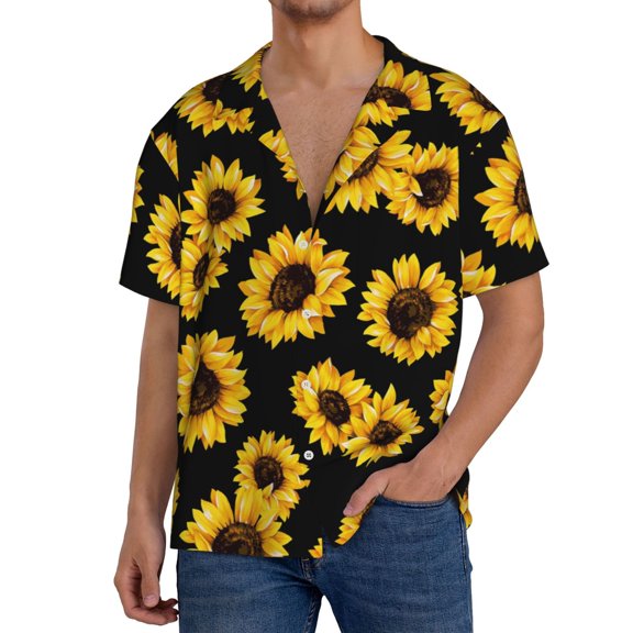 Kdxio Men'S Hawaiian Shirt For Men Short Sleeve Shirt Sunflower Summer Casual Holiday Beach Button Down T-Shirts