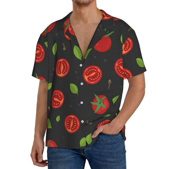 Kdxio Men'S Hawaiian Shirt For Men Short Sleeve Shirt Tomatoes1 Summer Casual Holiday Beach Button Down T-Shirts