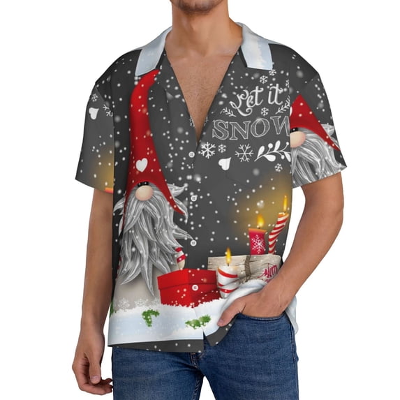 Kdxio Men'S Hawaiian Shirt For Men Short Sleeve Shirt Traditional Scandinavian Dwarf Summer Casual Holiday Beach Button Down T-Shirts