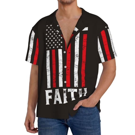 Kdxio Men'S Hawaiian Shirt For Men Short Sleeve Shirt Usa Flag Cross Summer Casual Holiday Beach Button Down T-Shirts