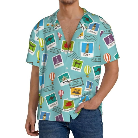 Kdxio Men'S Hawaiian Shirt For Men Short Sleeve Shirt World Travel1 Summer Casual Holiday Beach Button Down T-Shirts