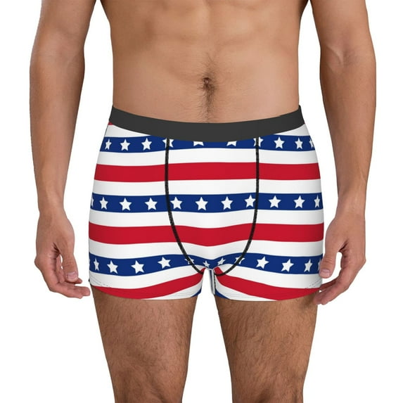 Kdxio Men's Boxer Briefs with American Patriotic Stars And Stripes Print - Comfortable and Breathable Underwear for Everyday Wear