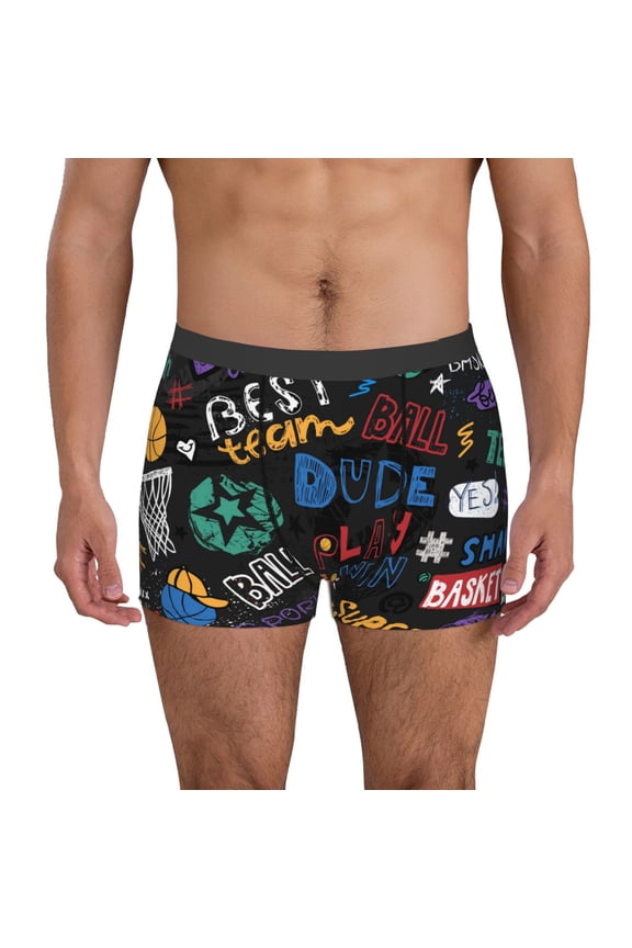 Men's Boxer Briefs with Basketball Print - Comfortable and Breathable Underwear for Everyday Wear