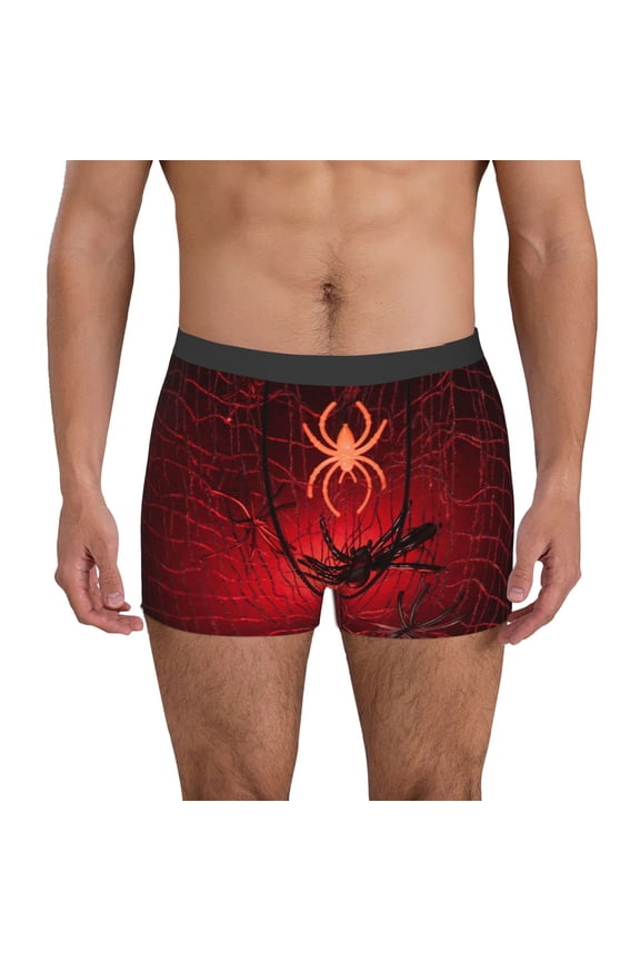 Men's Boxer Briefs with Black Spider Web With Spiders Print - Comfortable and Breathable Underwear for Everyday Wear