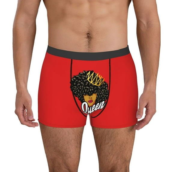 Kdxio Men's Boxer Briefs with Black Woman with Crown Character,Queen Girl Print - Comfortable and Breathable Underwear for Everyday Wear