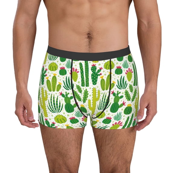 Kdxio Men's Boxer Briefs with Cactus Print - Comfortable and Breathable Underwear for Everyday Wear